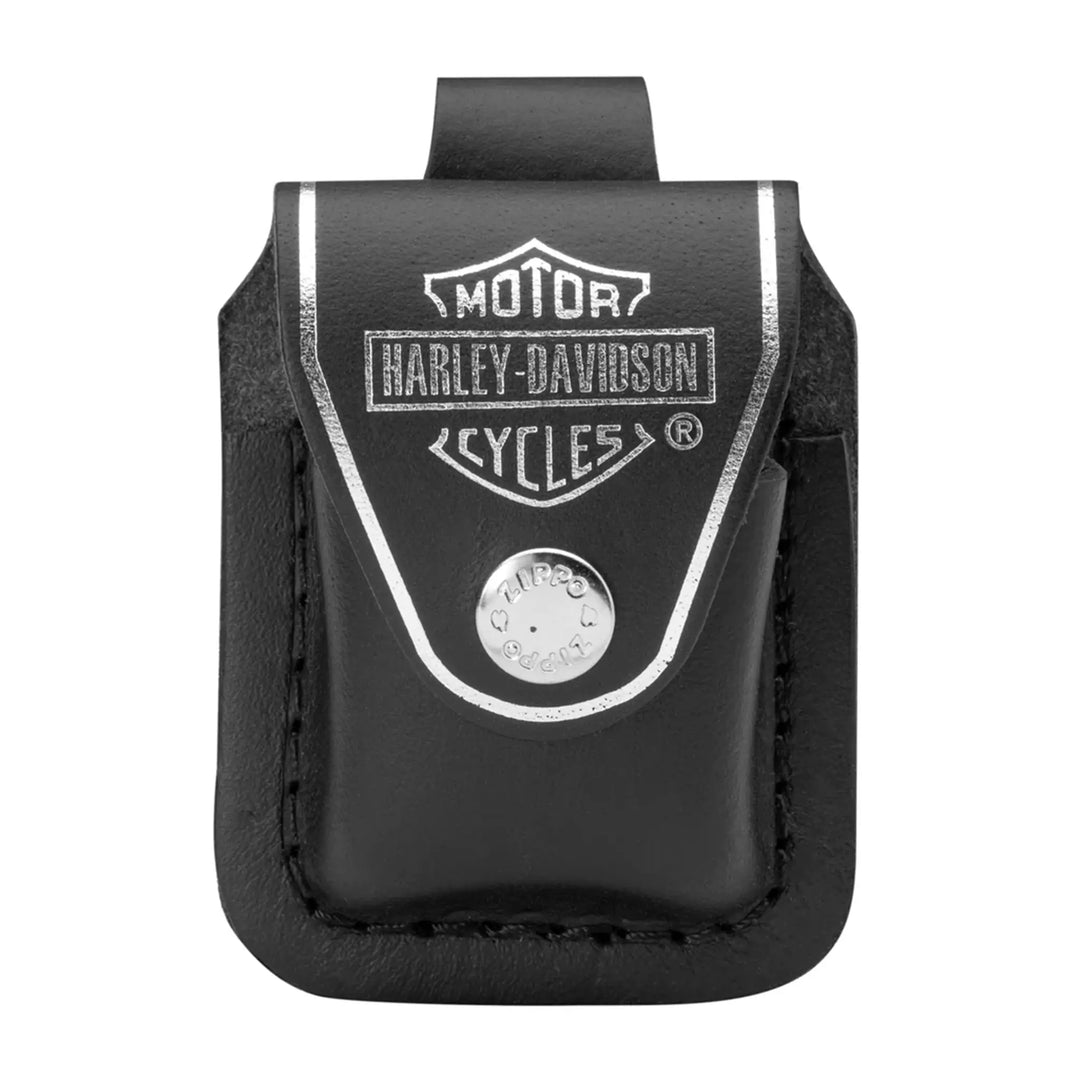 Orginal Zippo Holder med Beltefeste i Skinn - Harley Davidson