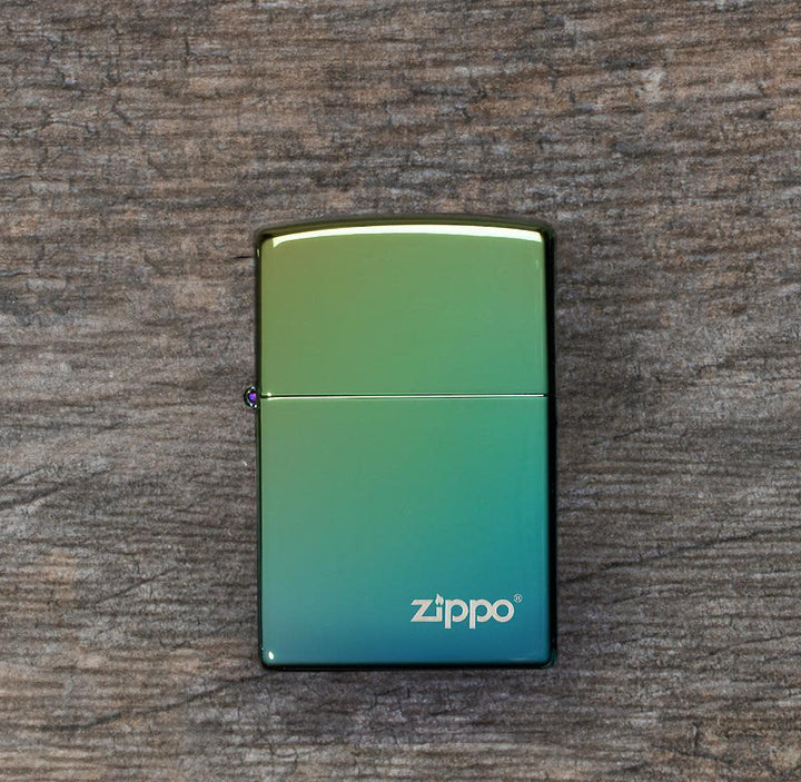 Zippo - Klassisk Høypolert Teal Logo - Lighter