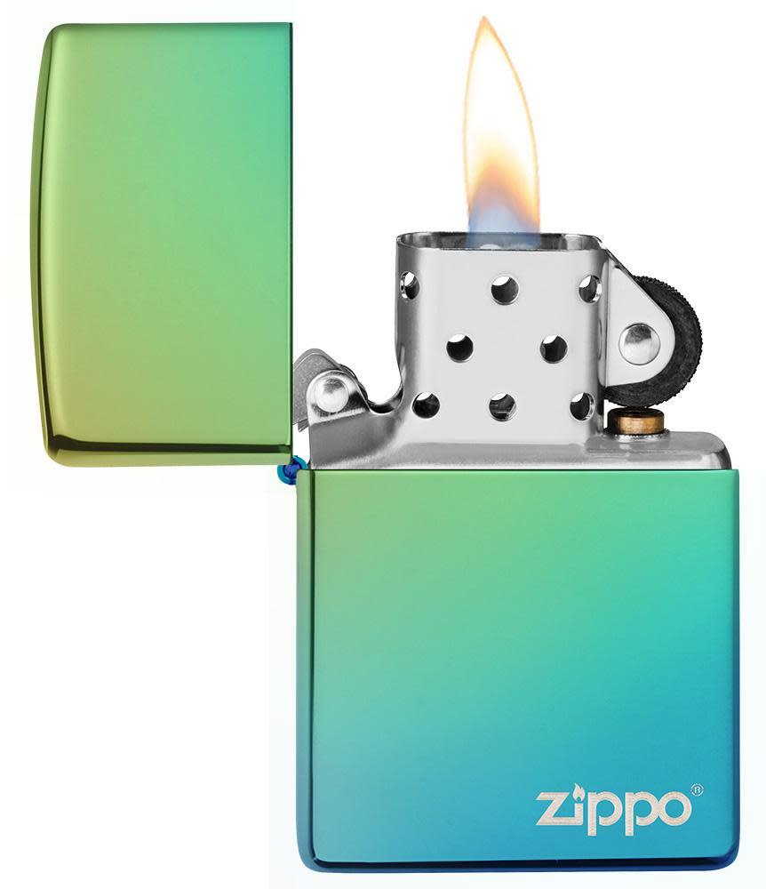 Zippo - Klassisk Høypolert Teal Logo - Lighter