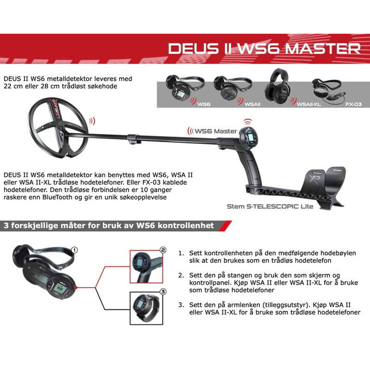 XP - DEUS II WS6 Master Metalldetektor - Den Letteste Toppmodellen fra XP