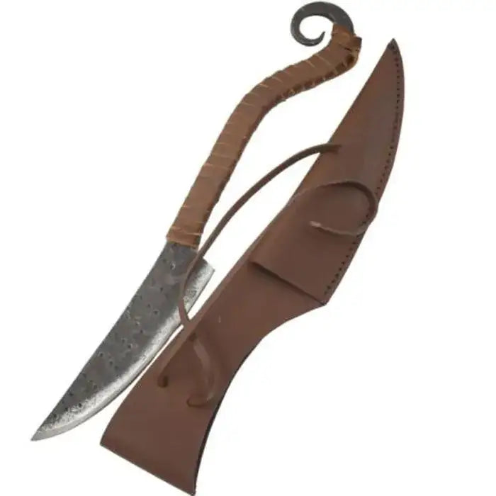 Håndsmidd Middelalderkniv med Slire – Karbonstålblad og Lærhåndtak - Game-On.no