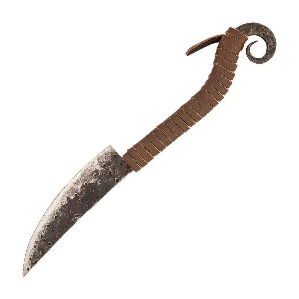 Håndsmidd Middelalderkniv med Slire – Karbonstålblad og Lærhåndtak - Game-On.no