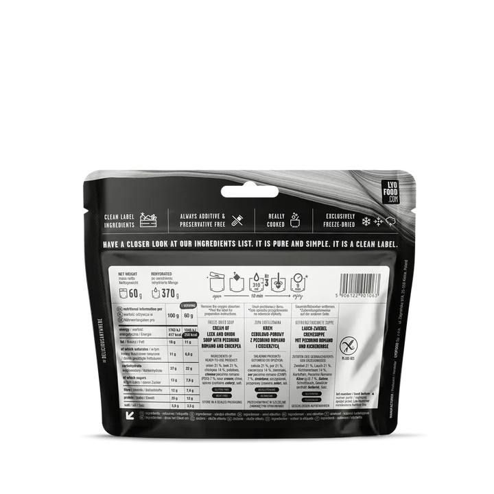 LYOFOOD Creamy Leek & Onion Soup – Glutenfri kremet suppe for tur - Game-On.no