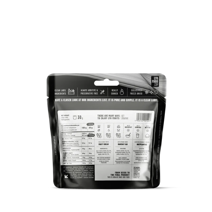 LYOFOOD Fruity Dream – Frysetørket miks av jordbær, eple og surkirsebær - Game-On.no