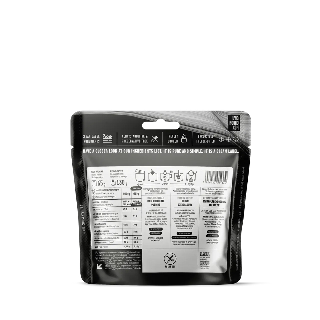 LYOFOOD Sjokoladepudding – Glutenfri turdessert med melk og ekte sjokolade - Game-On.no