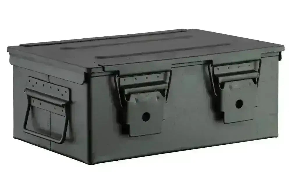 Stor Ammunisjonskasse - Grønn Metall Ammokasse - 33x22x13cm - Game-On.no