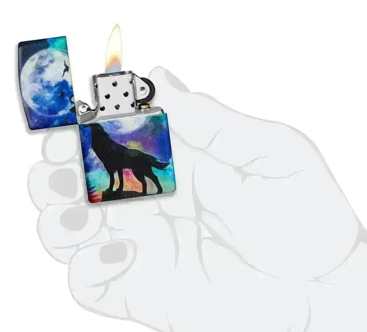 Zippo - 540 Ulv i Måneskin Motiv - Game-On.no