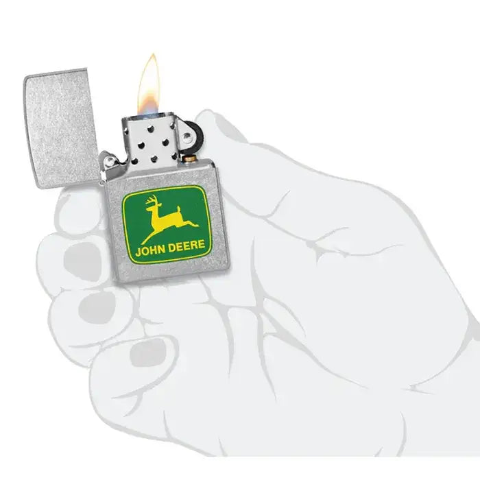 Zippo - John Deer Klassisk Logo - Street Chrome Lighter - Game-On.no