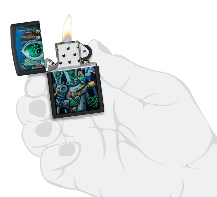 Zippo Lighter - Alien Attack Design - Game-On.no