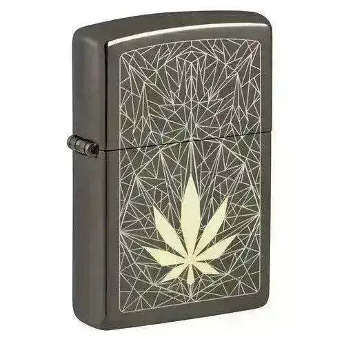 Zippo Lighter - Cannabis Design Black Ice - Game-On.no