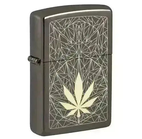 Zippo Lighter - Cannabis Design Black Ice - Game-On.no