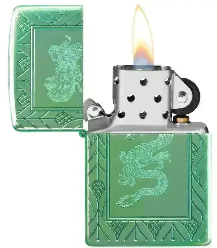 Zippo Lighter - Green Elegant Dragon - Armor 360 Degree Limited - Game-On.no