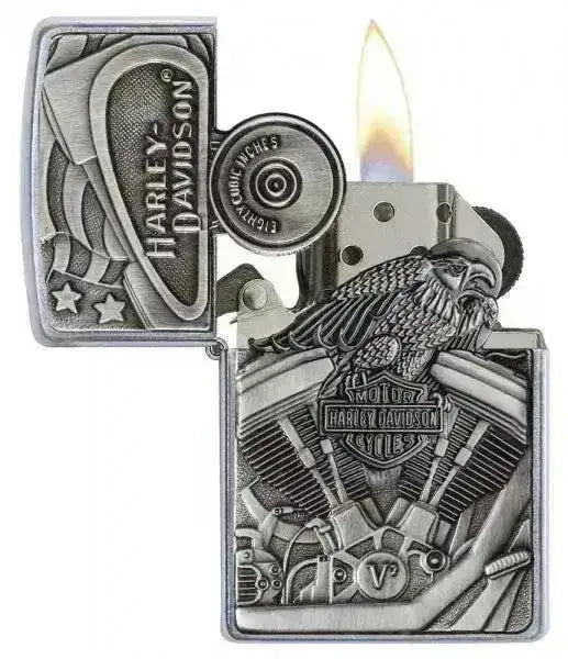 Zippo Lighter - Harley Davidson - Motor Flag Emblem - Game-On.no