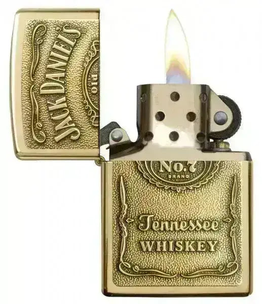 Zippo Lighter - Jack Daniels Logo - Messingfarget Lighter - Game-On.no
