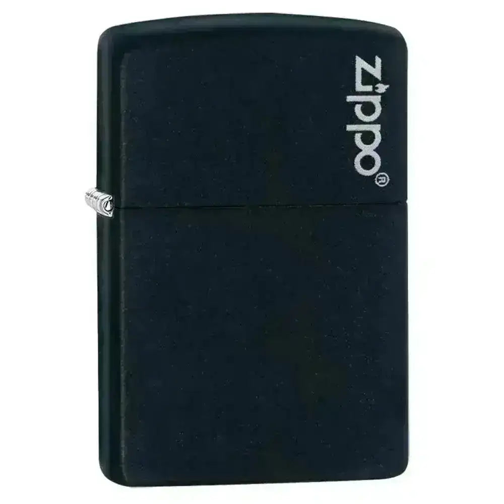 Zippo Lighter - Klassisk Matt Svart med Logo - Game-On.no