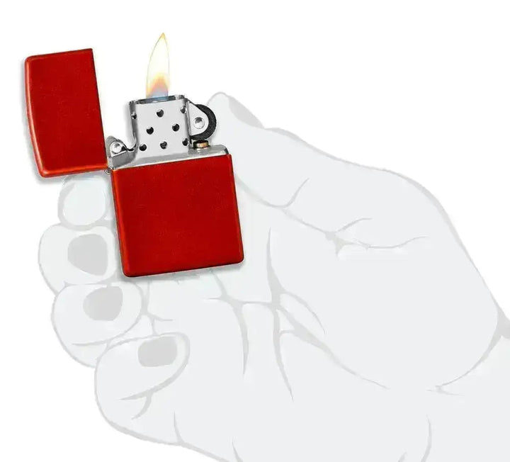 Zippo Lighter - Klassisk Metall Rød - Game-On.no