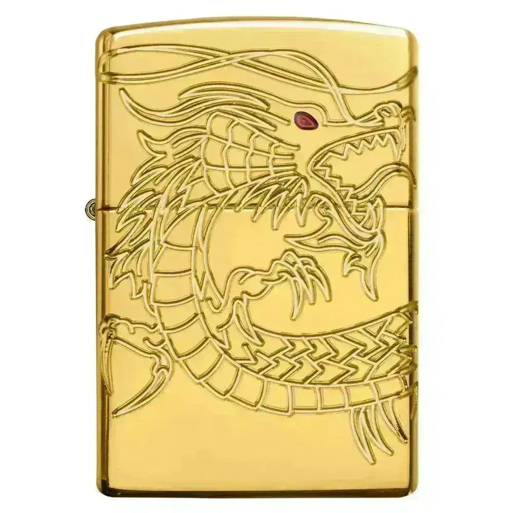 Zippo Lighter - Red Eyed Dragon - 360 Degree Gold-Plate Limited - Lighte - Game-On.no
