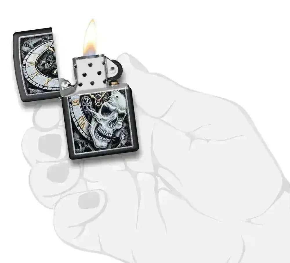 Zippo Lighter - Skull Clock Design - Game-On.no