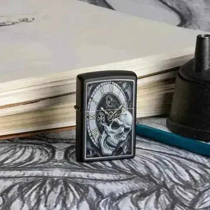 Zippo Lighter - Skull Clock Design - Game-On.no