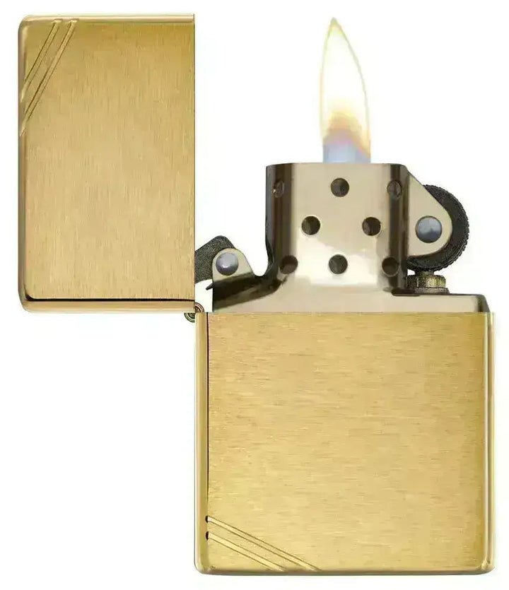 Zippo Lighter - Vintage 1935 Børstet Messing Riller - Game-On.no