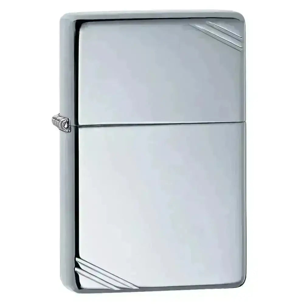 Zippo Lighter - Vintage Høypolert Krom med Skråstreker - Game-On.no