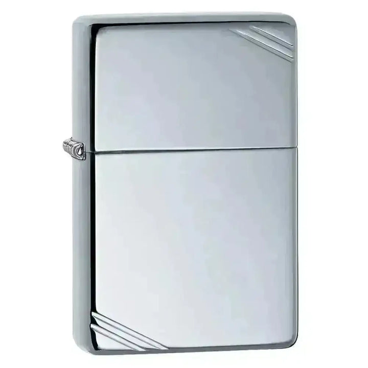 Zippo Lighter - Vintage Høypolert Krom med Skråstreker - Game-On.no